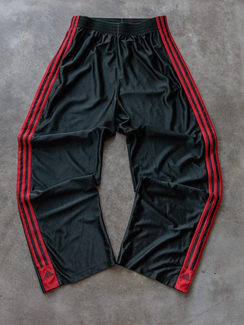 Vintage Wide Leg Red and Black Adidas Track Pants Large